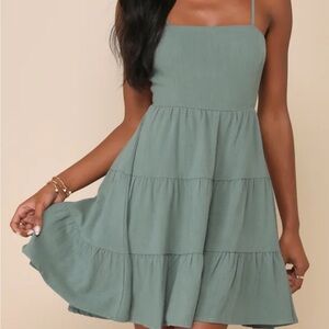 Lulu's Green/Teal Sleeveless Dress Mini